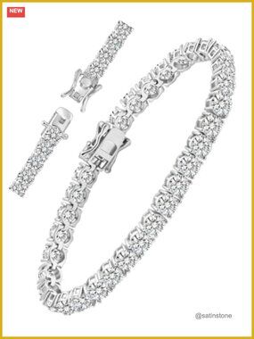 Moissanite Tennis Bracelet 14K White Gold Plated D Color VVS1 Round Cut